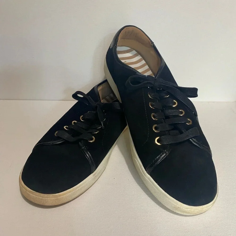 Vionic Brinley VS339 Women's Size 10 Black Suede Sneakers Lace Up Low Top - Picture 1 of 5